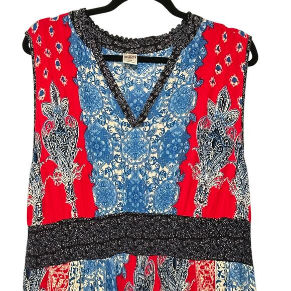 BILA Americana Bandana Print Handkerchief Hem V-Neck Boho Maxi Dress Size (XXL) - Picture 2 of 15